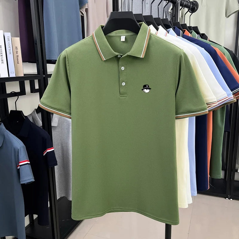 Luxurious design printed men's polo shirt business casual short sleeved T-shirt breathable comfortable fashionable high-end top