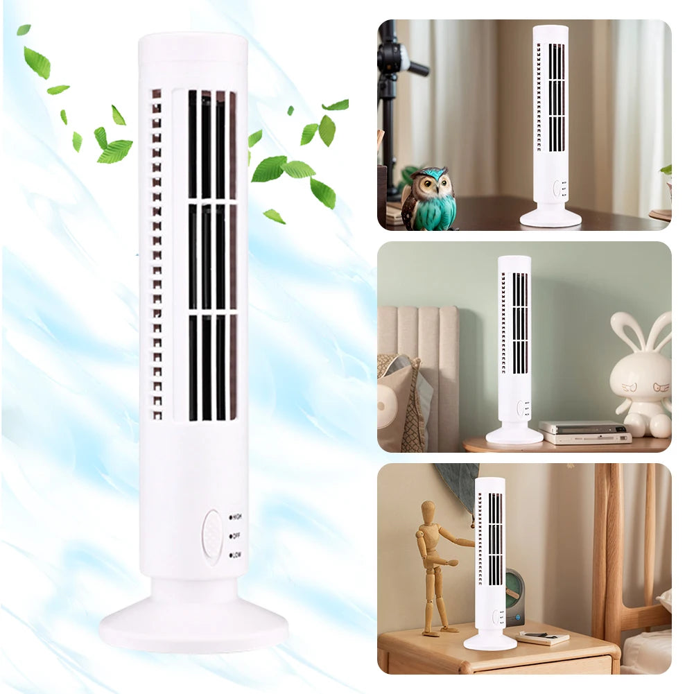 LED Tower Fan No Leaf Air Conditioner 2 Gear Speed USB Bladeless Fan Portable Electric Floor Fan for Living Room Bedroom