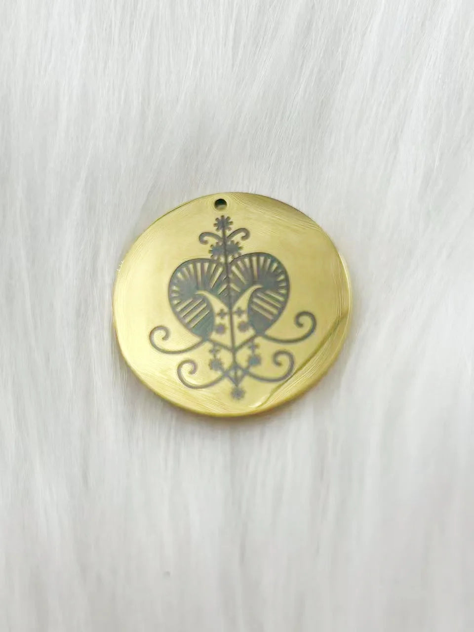 WOUWU Stainless Steel Jewelry Voodoo Veve Symbols Sigil Charm Vodou Lwa Loa Laser Engraving Amulet Talisman Pendant Necklace