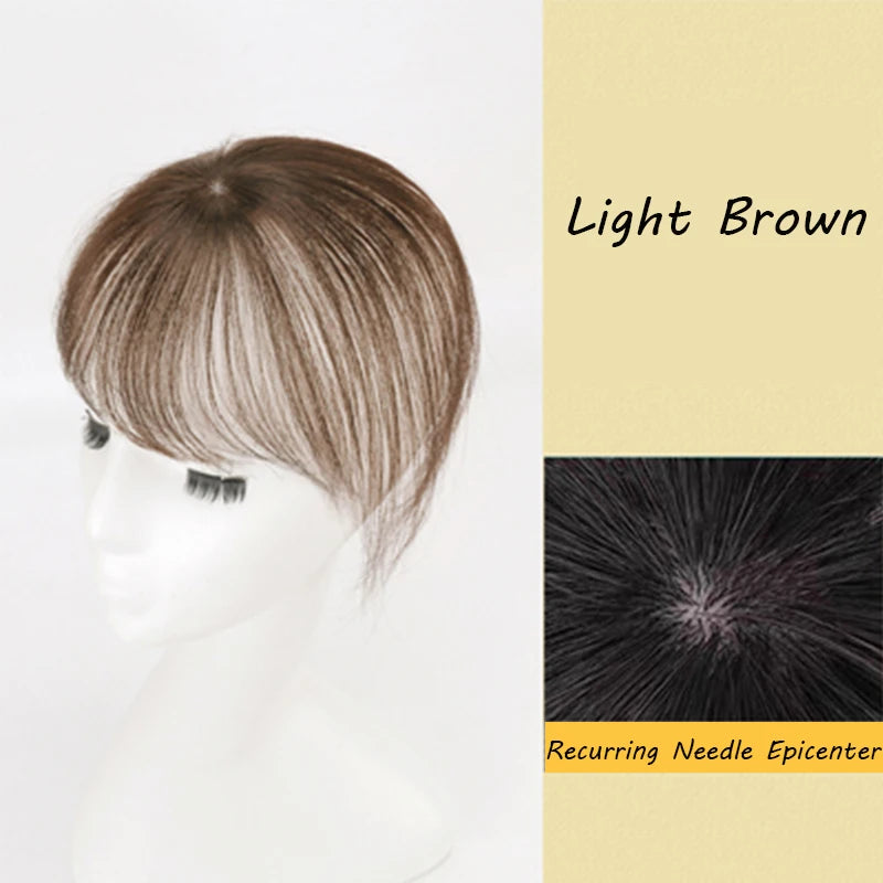 Wig Air Bangs Wig Piece Female Ultra-Thin Qi Bangs Without Trace 5X5CM Women Toupee With a Cut Bang Silk Skin Base Fringe
