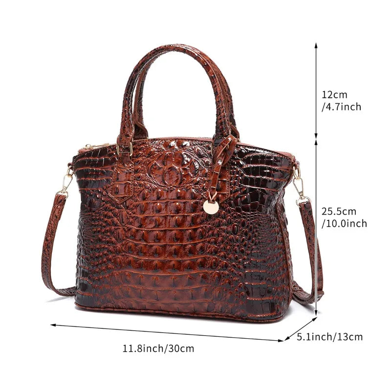 2025 Women's Crocodile Embossed Handbag Luxury Ombre Leather Purse Crossbody Shoulder Satchel Bag Gift