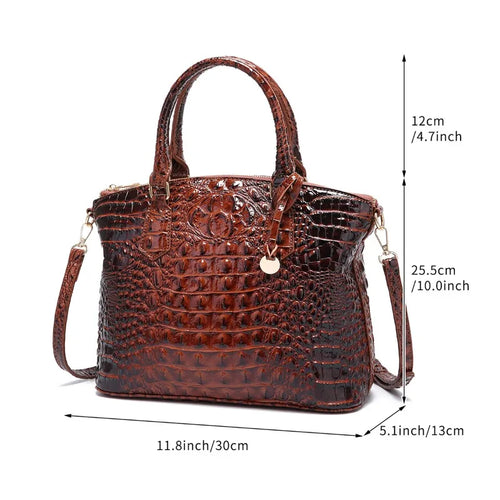 2025 Women's Crocodile Embossed Handbag Luxury Ombre Leather Purse Crossbody Shoulder Satchel Bag Gift