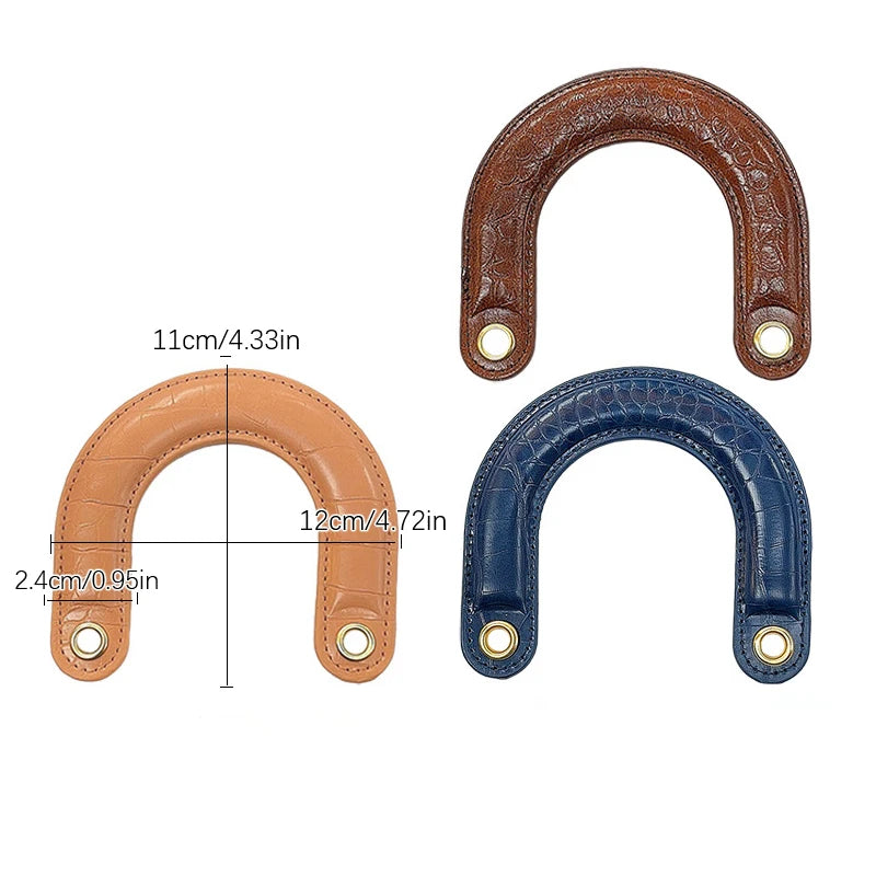 2pcs PU Leather Bag Handles Handmade Handbag Strap Purse Handles Short Bag Belt DIY Bag Replacement Accessories
