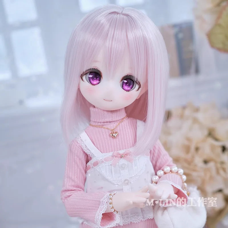 Wigs High Temperature Short Straight Hair For 1/3 1/4 MSD MDD Doll Hair Accessories Girls DIY Gift