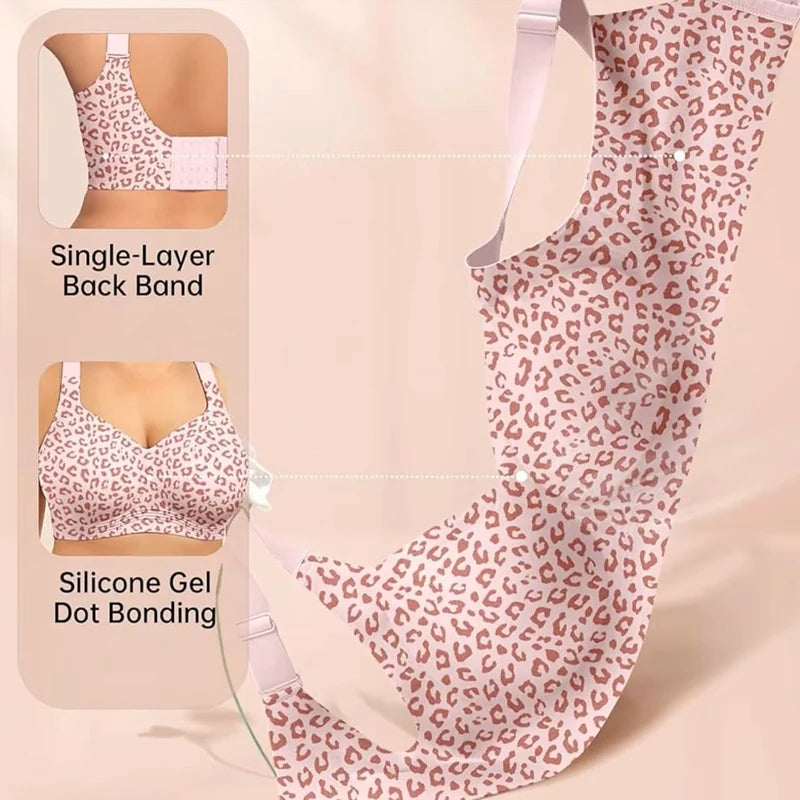 Leopard Jelly Bras No Underwire Push Up Wireless Bra Seamless Lift Bras Full Coverage Bralette Everyday Brassiere Plus Size