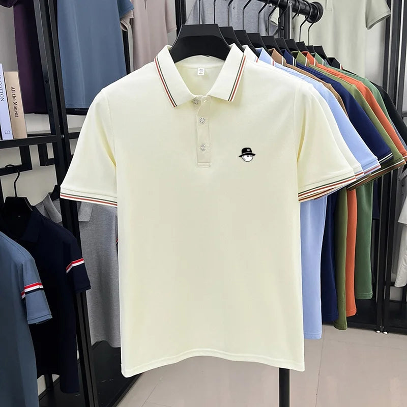 Luxurious design printed men's polo shirt business casual short sleeved T-shirt breathable comfortable fashionable high-end top