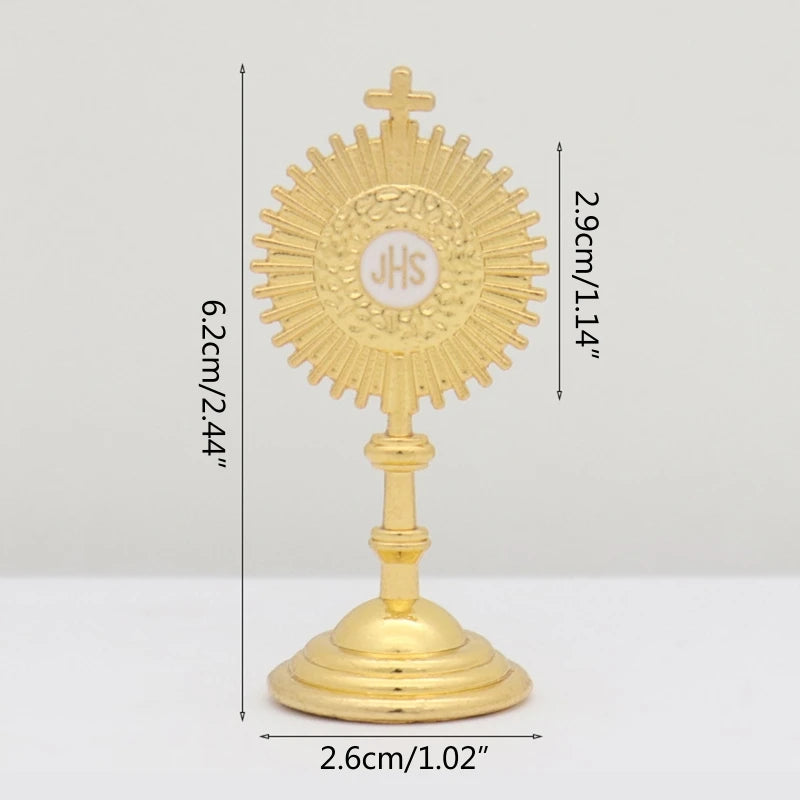 Metal Holy Sunshine for Cross Figurine Zinc Alloy Christian Catholic Art Statue for Home Bedroom Living Room Car Decoration Gift