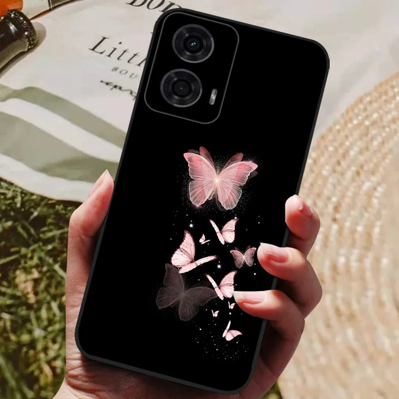 For Motorola Moto G24 Power Case Cool Painted Silicone TPU Soft Cover for Moto G24 G 24 Cases Black Protective Phone Shells