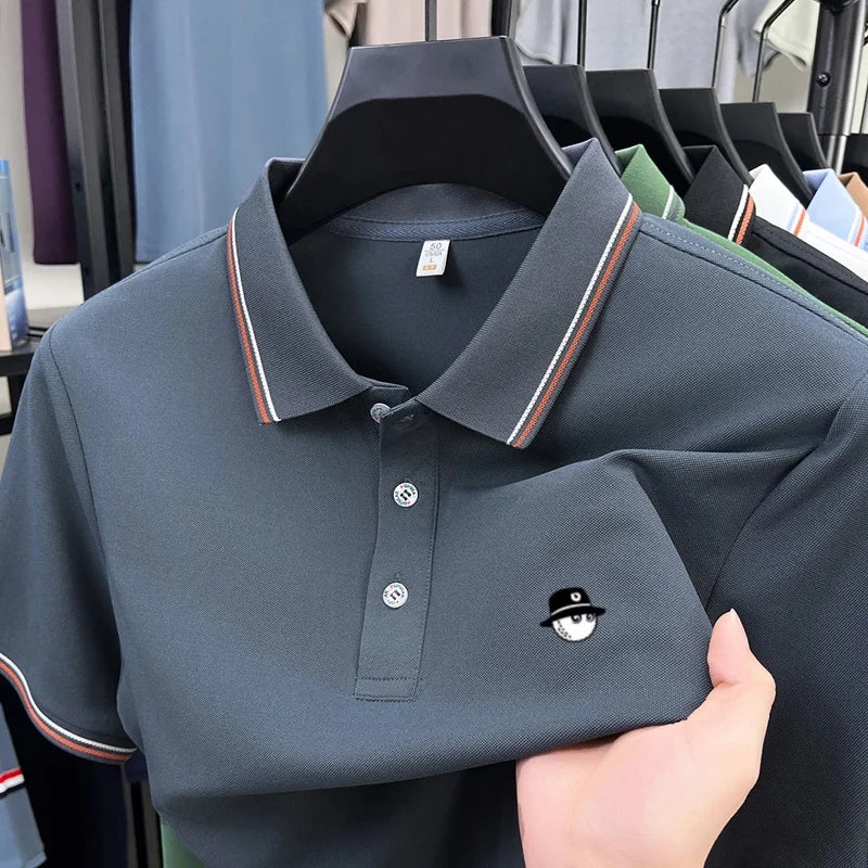 Luxurious design printed men's polo shirt business casual short sleeved T-shirt breathable comfortable fashionable high-end top