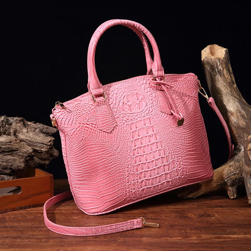 2025 Women's Crocodile Embossed Handbag Luxury Ombre Leather Purse Crossbody Shoulder Satchel Bag Gift