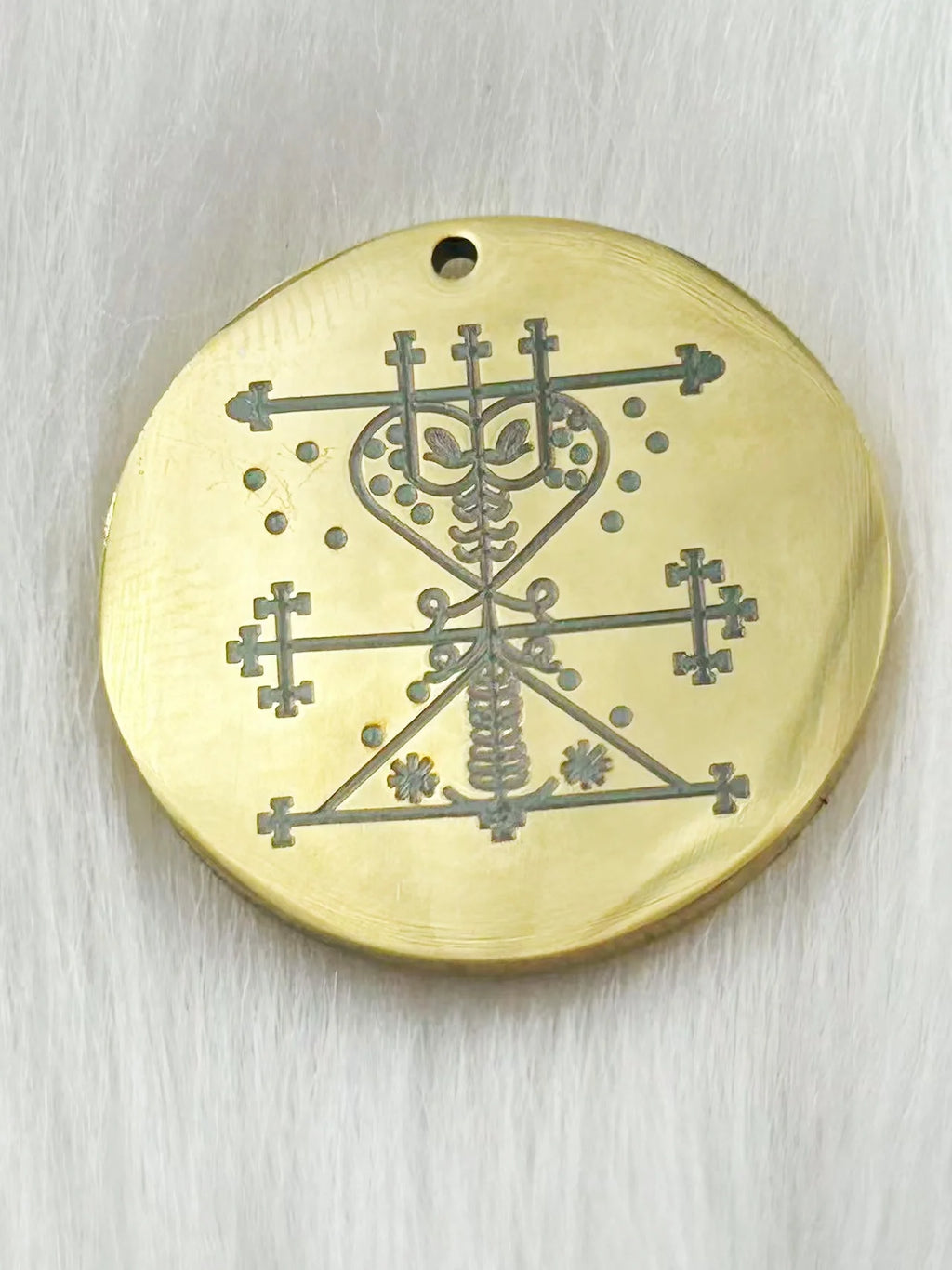 WOUWU Stainless Steel Jewelry Voodoo Veve Symbols Sigil Charm Vodou Lwa Loa Laser Engraving Amulet Talisman Pendant Necklace