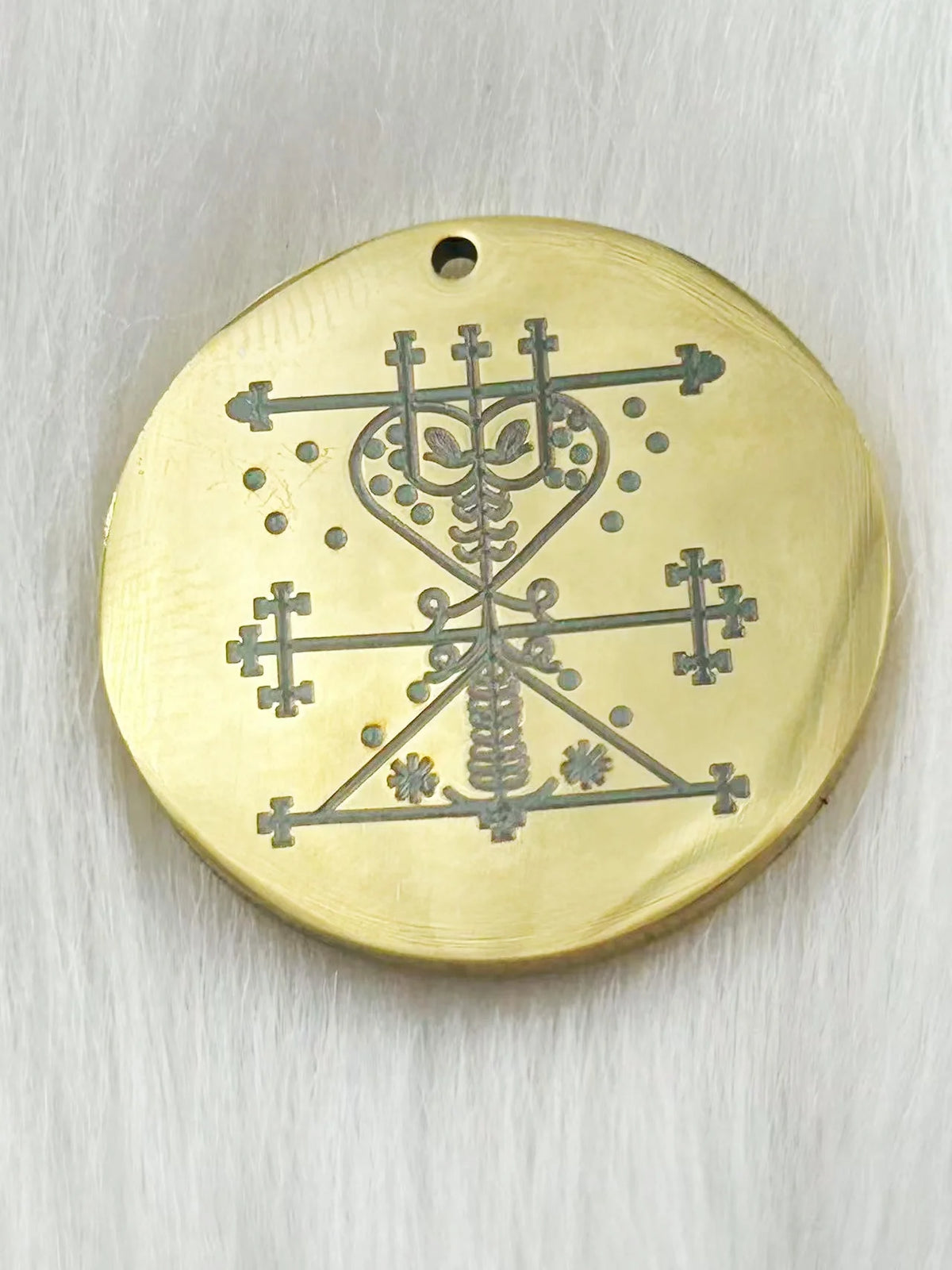 WOUWU Stainless Steel Jewelry Voodoo Veve Symbols Sigil Charm Vodou Lwa Loa Laser Engraving Amulet Talisman Pendant Necklace