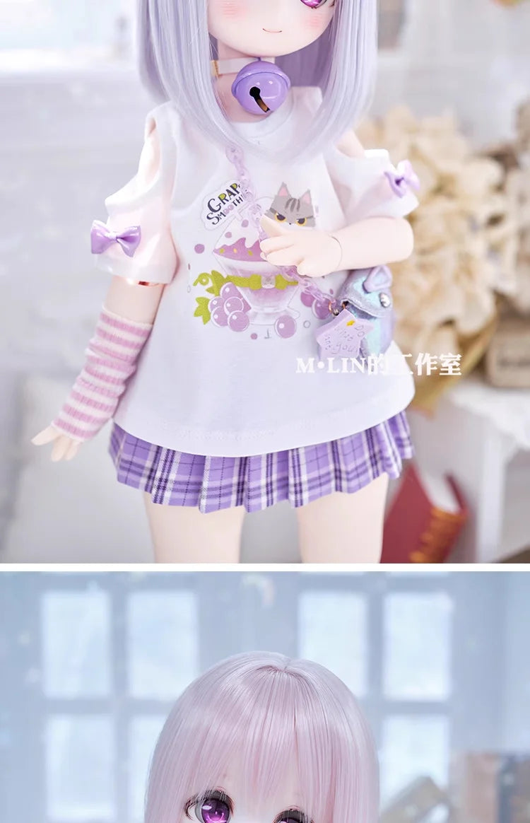Wigs High Temperature Short Straight Hair For 1/3 1/4 MSD MDD Doll Hair Accessories Girls DIY Gift