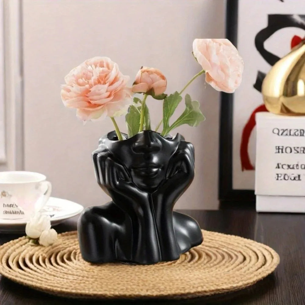 Makeup Brush Holder,Human Face Art Desktop Decoration,Vase,Compatible with Makeup Brushes, Eyebrow Pencils, Lipstick,Home Organi