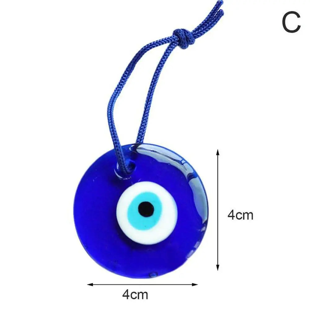1PC Blue Lampwork Glass Turkish Evil Eye Charm Pendant Car Home Amulet Kabbalah