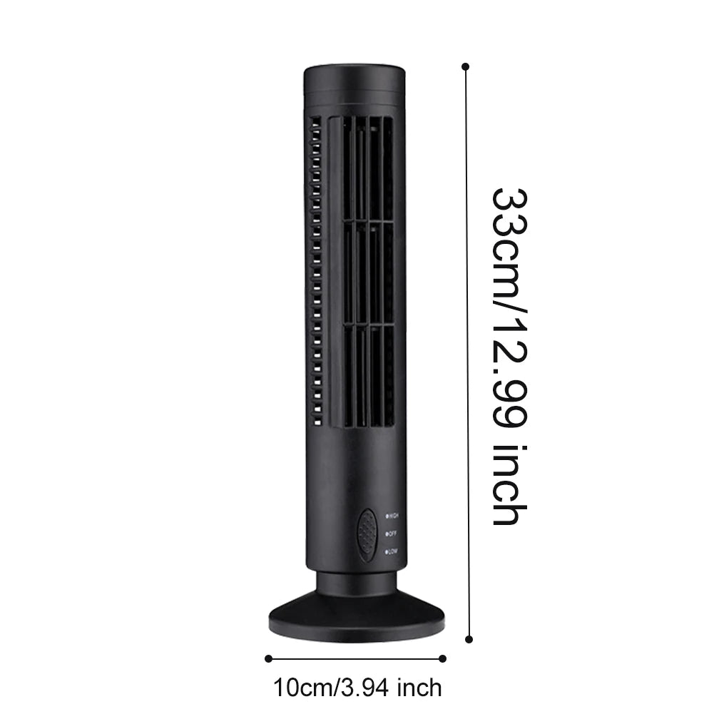 LED Tower Fan No Leaf Air Conditioner 2 Gear Speed USB Bladeless Fan Portable Electric Floor Fan for Living Room Bedroom