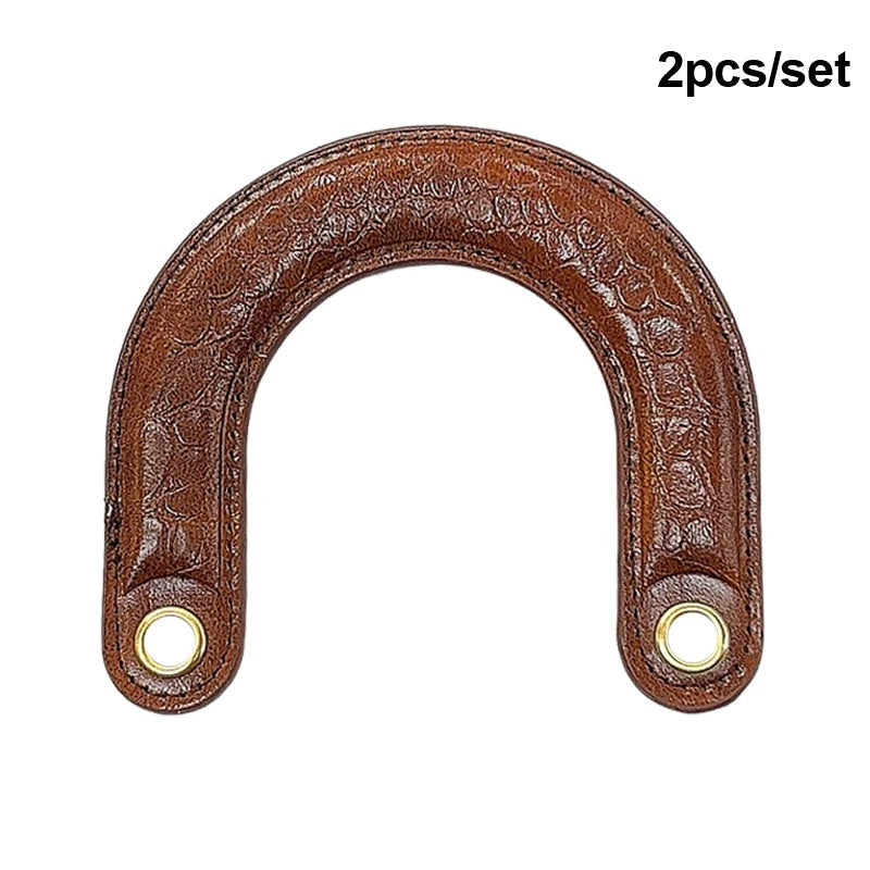 2pcs PU Leather Bag Handles Handmade Handbag Strap Purse Handles Short Bag Belt DIY Bag Replacement Accessories