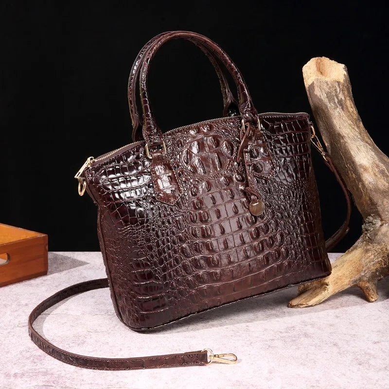 2025 Women's Crocodile Embossed Handbag Luxury Ombre Leather Purse Crossbody Shoulder Satchel Bag Gift