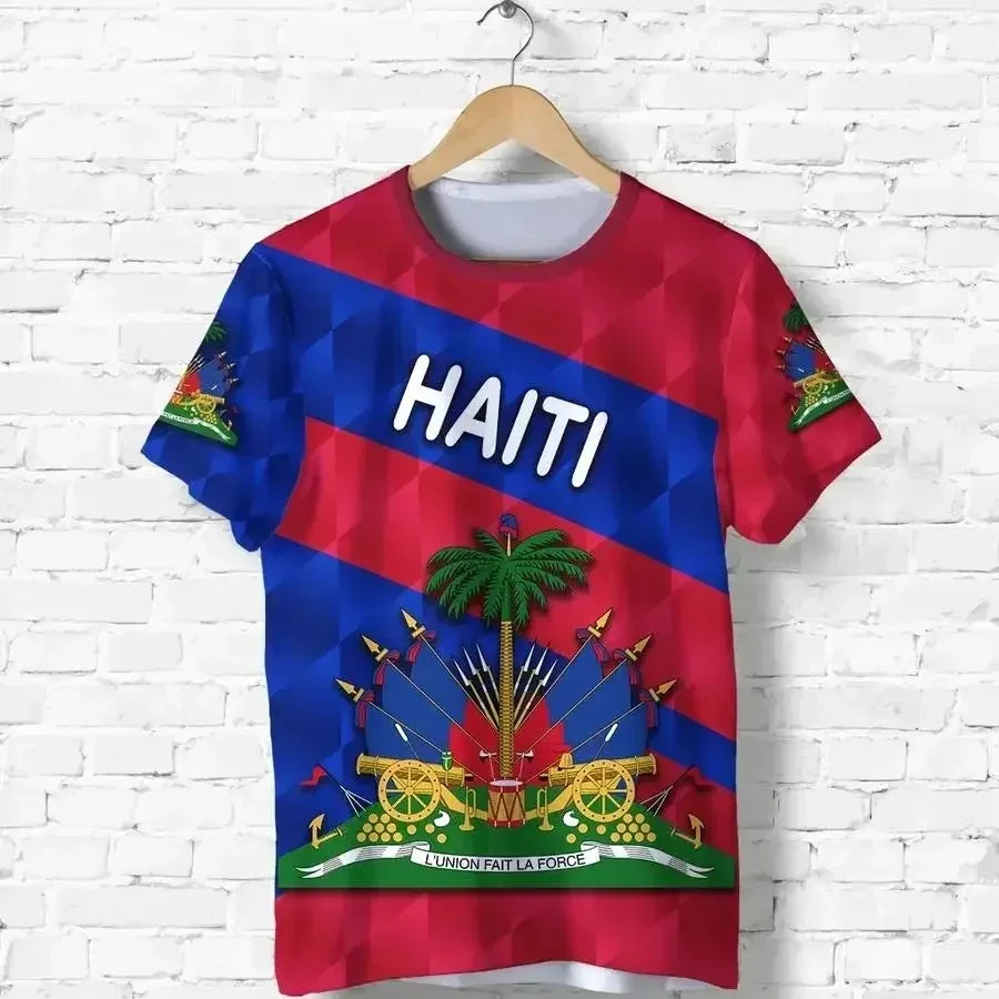 HAITI Island Flag 3D Print Sports Quick-dry Breathable Men Women T-shirt Football Jersey Team Training Short-sleeve Summer Top