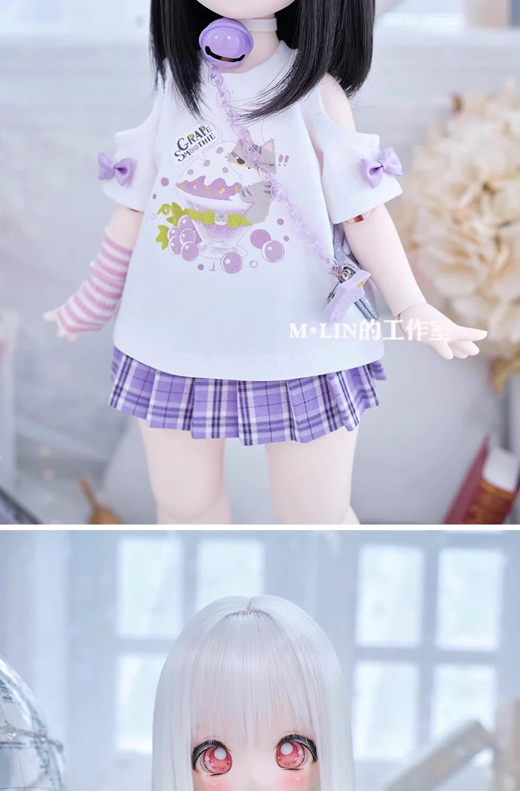 Wigs High Temperature Short Straight Hair For 1/3 1/4 MSD MDD Doll Hair Accessories Girls DIY Gift