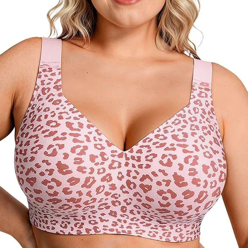 Leopard Jelly Bras No Underwire Push Up Wireless Bra Seamless Lift Bras Full Coverage Bralette Everyday Brassiere Plus Size