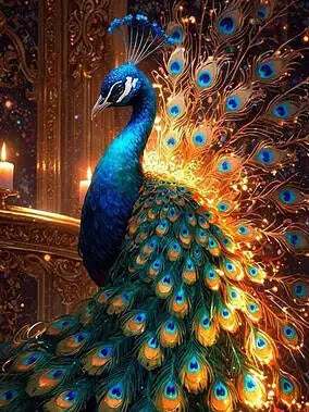 Huacan Diamond Mosaic Art Kit Peacock Animal Full Round Square Diamond Painting Living Room Wall Decoration