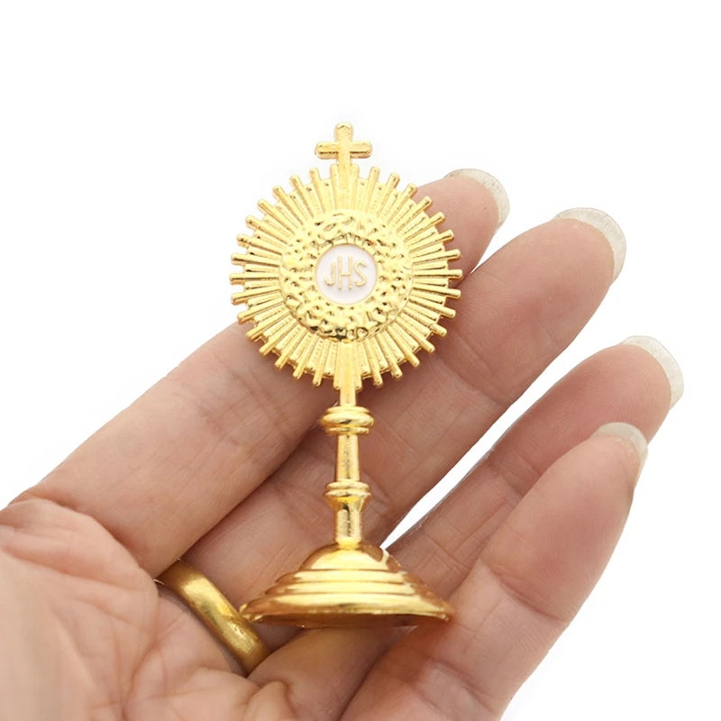 Metal Holy Sunshine for Cross Figurine Zinc Alloy Christian Catholic Art Statue for Home Bedroom Living Room Car Decoration Gift