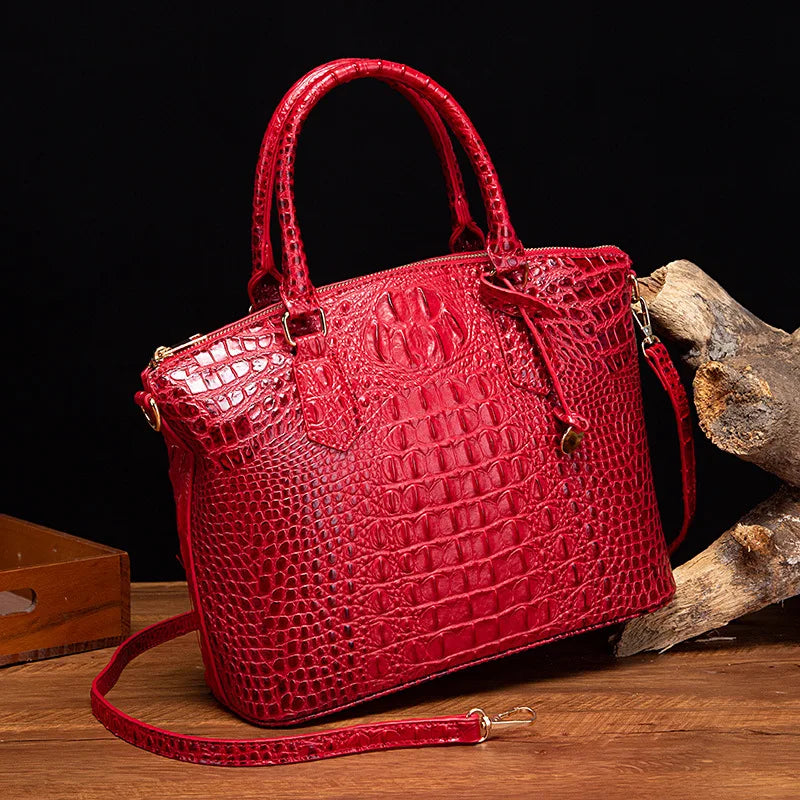 2025 Women's Crocodile Embossed Handbag Luxury Ombre Leather Purse Crossbody Shoulder Satchel Bag Gift