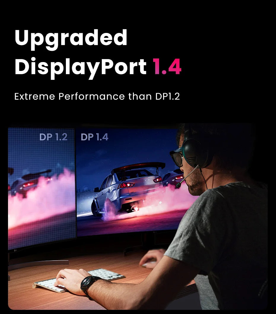 UGREEN DisplayPort Cable 8K DP 1.4 Adapter for TV Xiaomi 2K165Hz 32.4Gbps for PUBG Gaming Play for PC Computer Monitor Projector