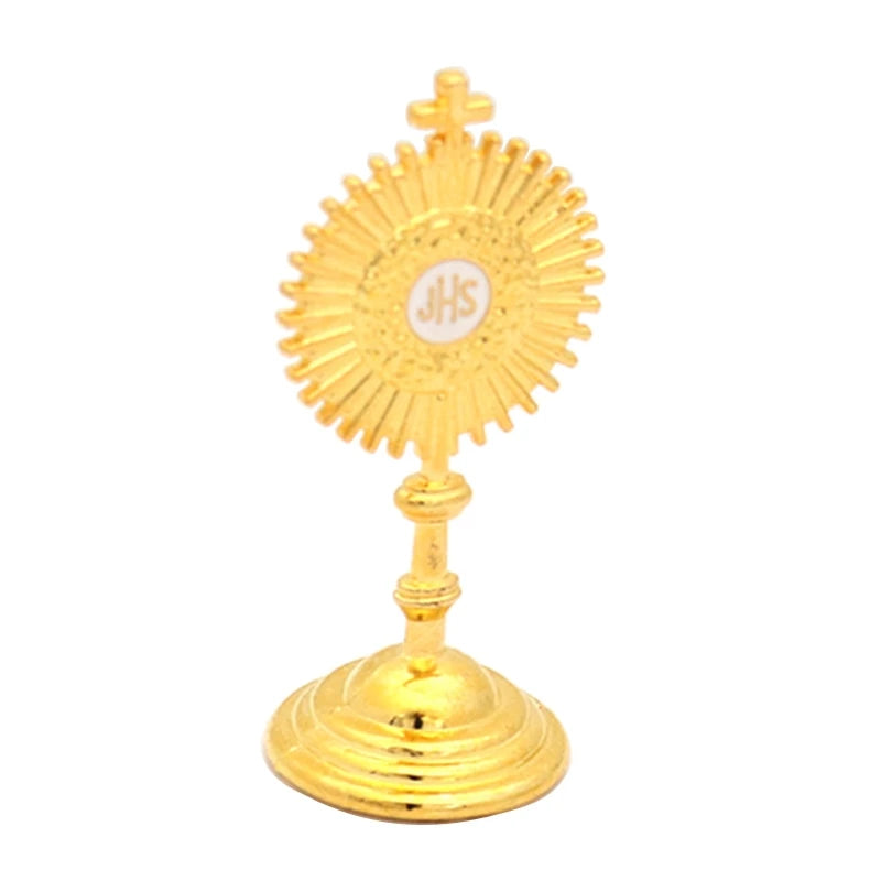 Metal Holy Sunshine for Cross Figurine Zinc Alloy Christian Catholic Art Statue for Home Bedroom Living Room Car Decoration Gift