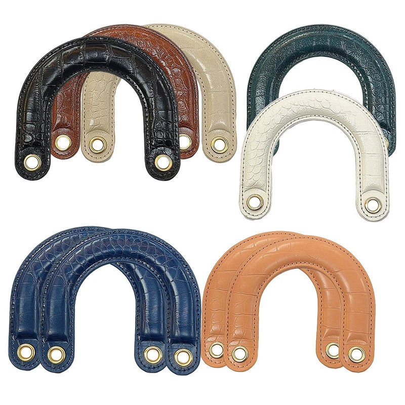 2pcs PU Leather Bag Handles Handmade Handbag Strap Purse Handles Short Bag Belt DIY Bag Replacement Accessories