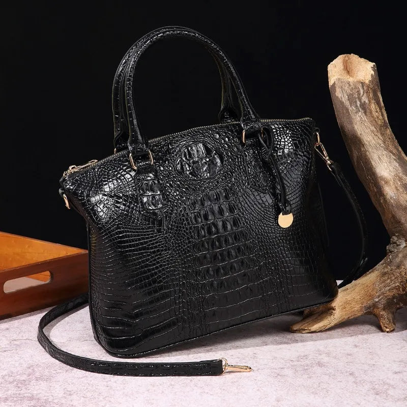 2025 Women's Crocodile Embossed Handbag Luxury Ombre Leather Purse Crossbody Shoulder Satchel Bag Gift