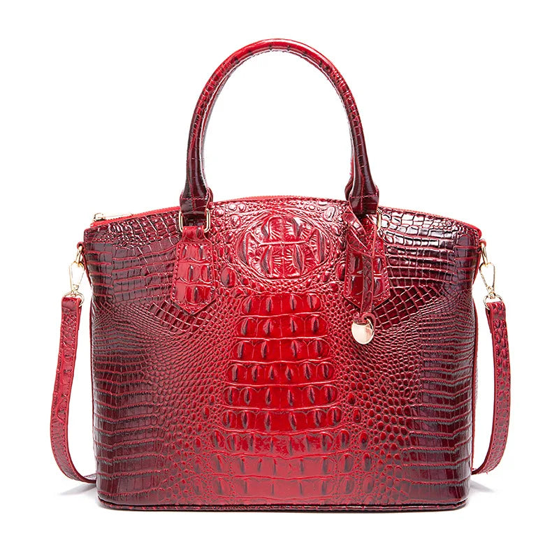 2025 Women's Crocodile Embossed Handbag Luxury Ombre Leather Purse Crossbody Shoulder Satchel Bag Gift
