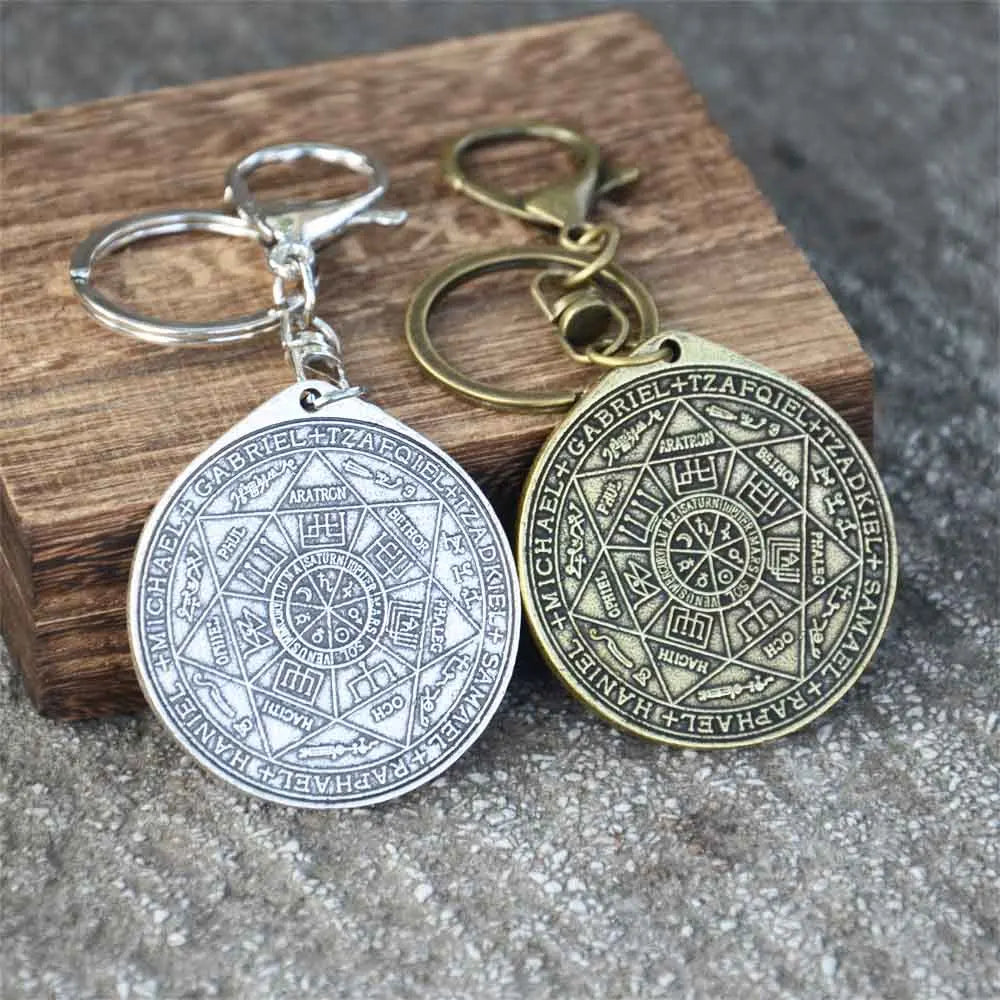 Key Of Solomon 7 Archangel Saint Michael Asterion Seal Keychain Kabbalah Amulet Jewelry Dropshipping