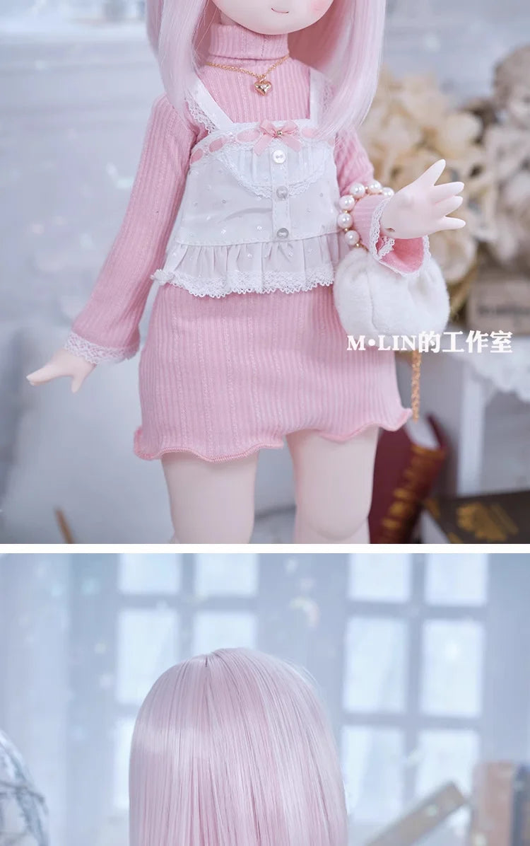 Wigs High Temperature Short Straight Hair For 1/3 1/4 MSD MDD Doll Hair Accessories Girls DIY Gift