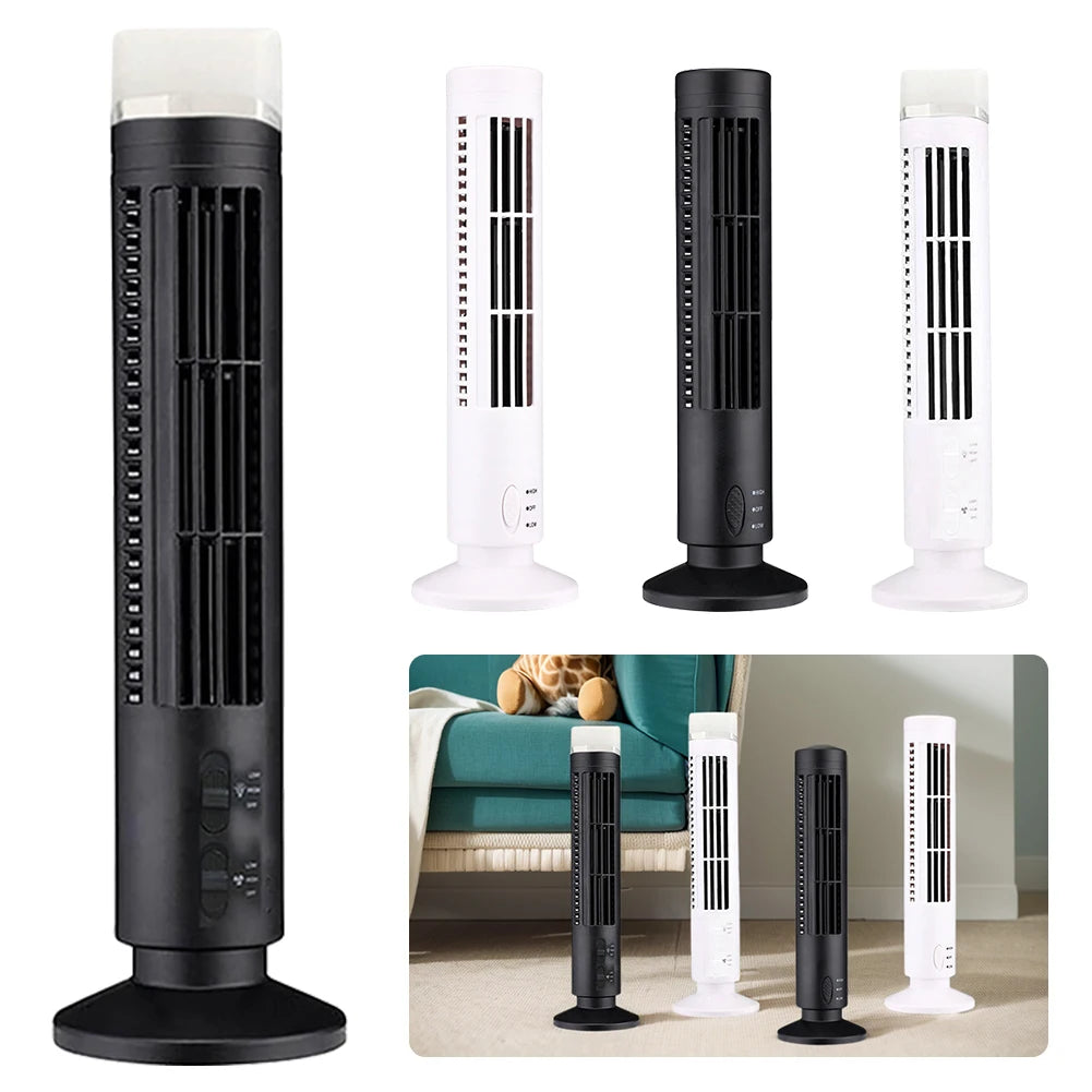 LED Tower Fan No Leaf Air Conditioner 2 Gear Speed USB Bladeless Fan Portable Electric Floor Fan for Living Room Bedroom
