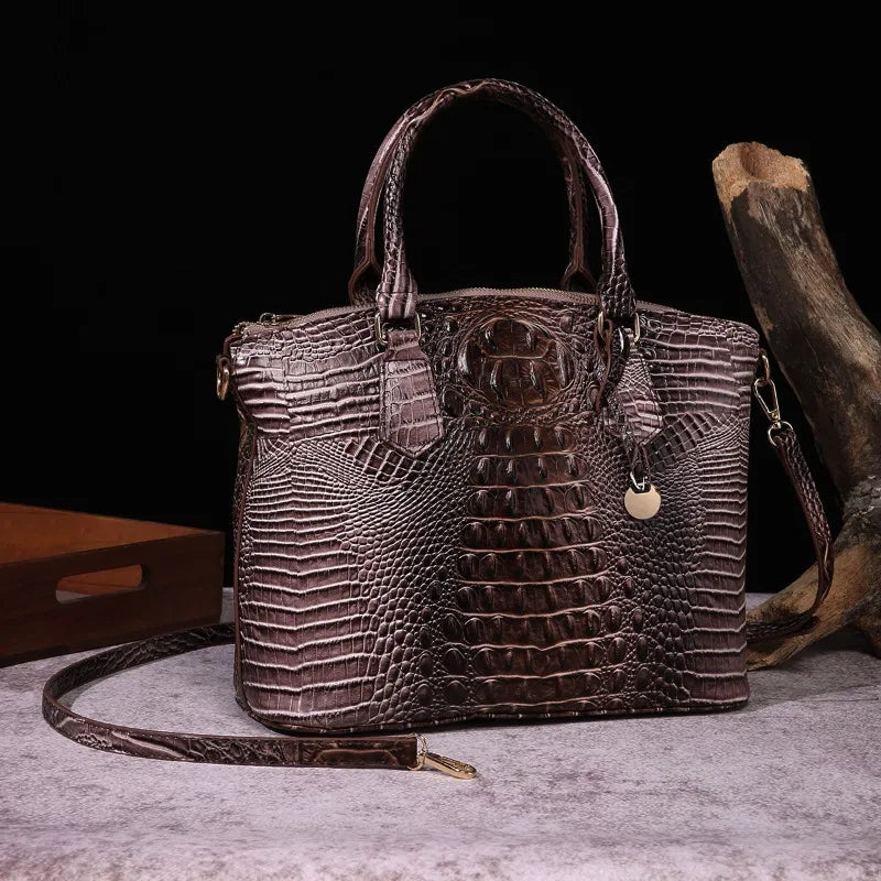 2025 Women's Crocodile Embossed Handbag Luxury Ombre Leather Purse Crossbody Shoulder Satchel Bag Gift