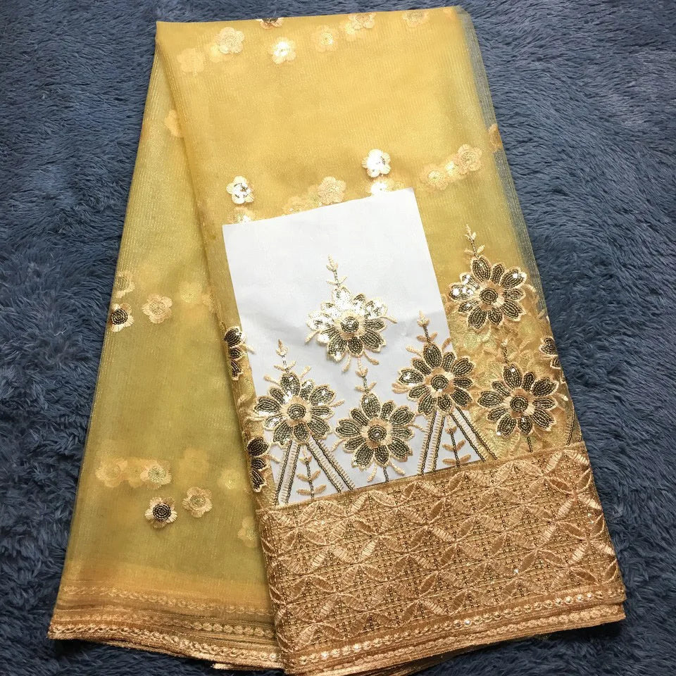 African Lace Fabric 2025 High Quality Lace Fabrics 5 Yards Sequins French Tulle Lace Nigerian Fabric for Sewing Dress M1941