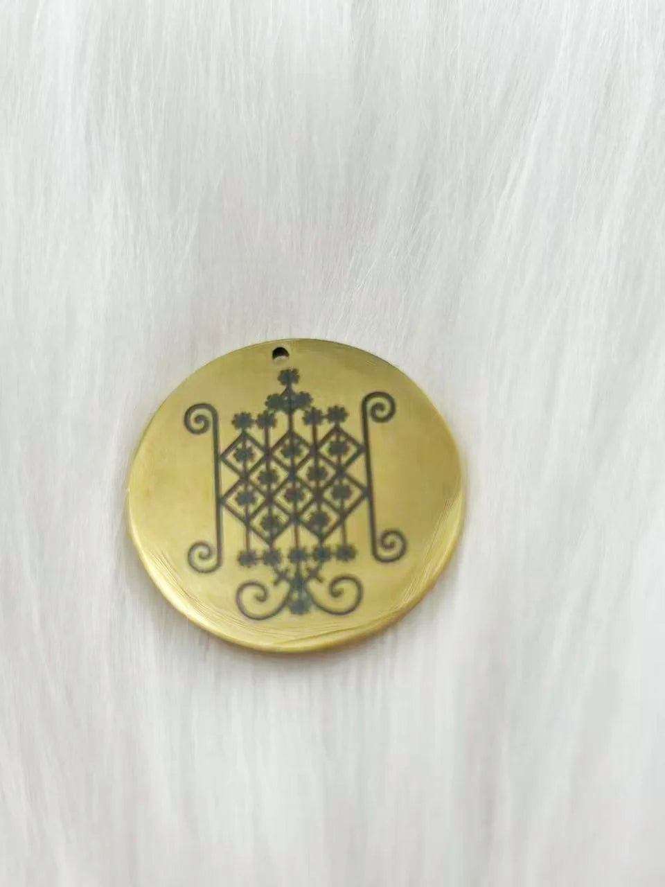 WOUWU Stainless Steel Jewelry Voodoo Veve Symbols Sigil Charm Vodou Lwa Loa Laser Engraving Amulet Talisman Pendant Necklace