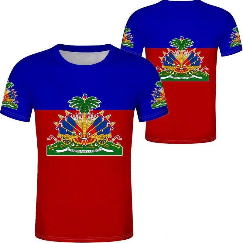 HAITI Flag National Emblem T-Shirts 3D Printed Men T Shirt Summer Fashion Casual Sport Tees Tops Clothing Breath Plus Size Tees