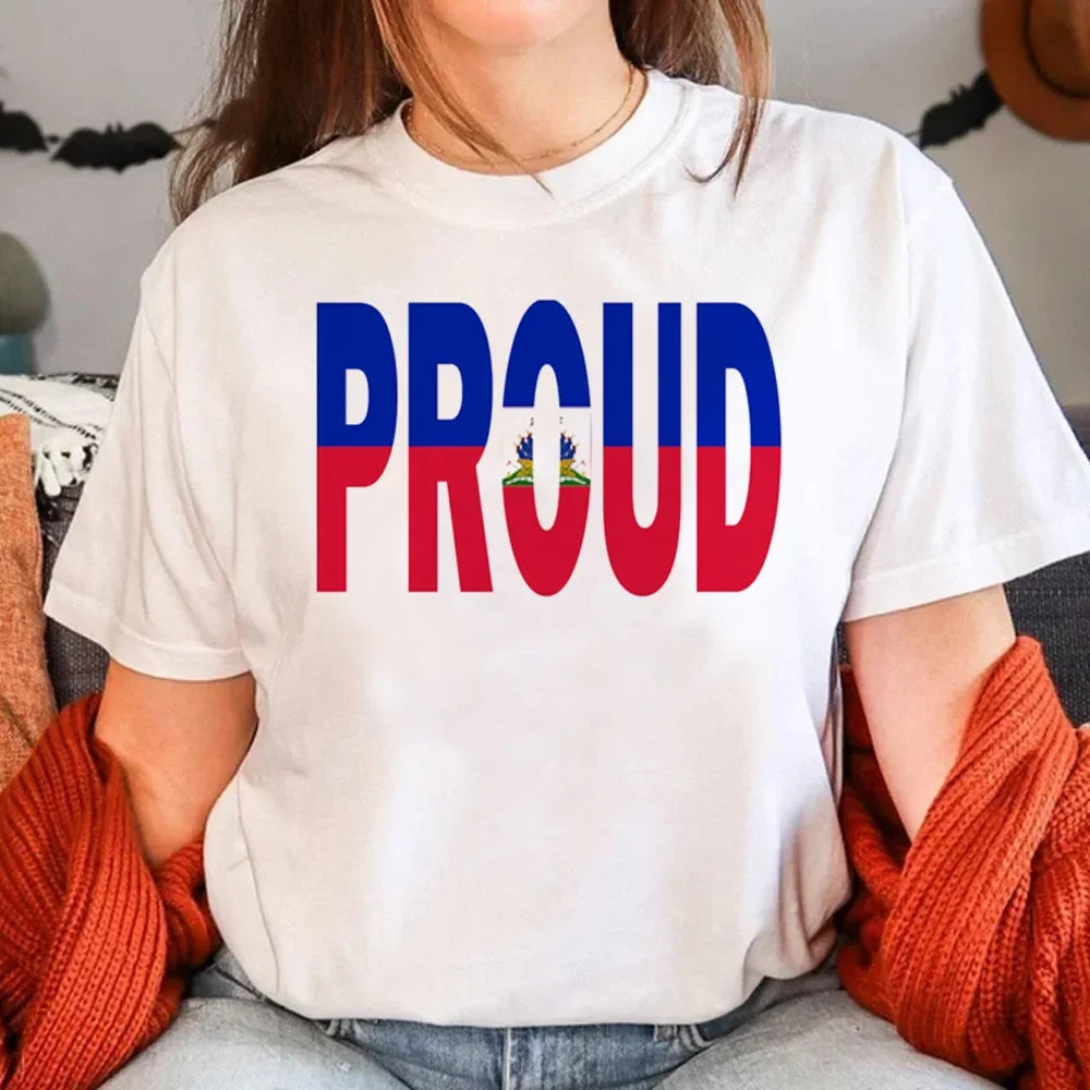 Haiti T Shirt Women Funny Y2K Harajuku T-shirts Female Funny Clothing Aesthetic Clothes Women Clothing