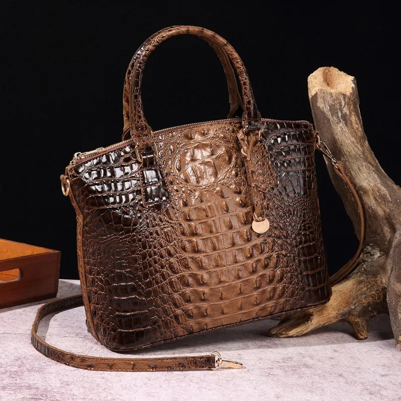 2025 Women's Crocodile Embossed Handbag Luxury Ombre Leather Purse Crossbody Shoulder Satchel Bag Gift