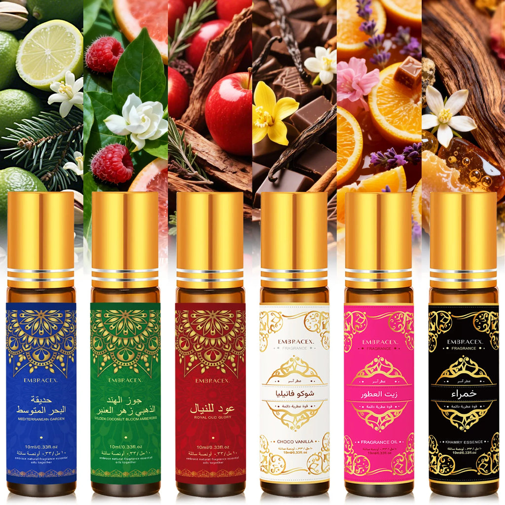 6 Type Essential Oil 10ml Essential Oil Roller Long Lasting Scent Skincare Face Oil Eid Al-Fitr Gift Nail Care Moisturizing