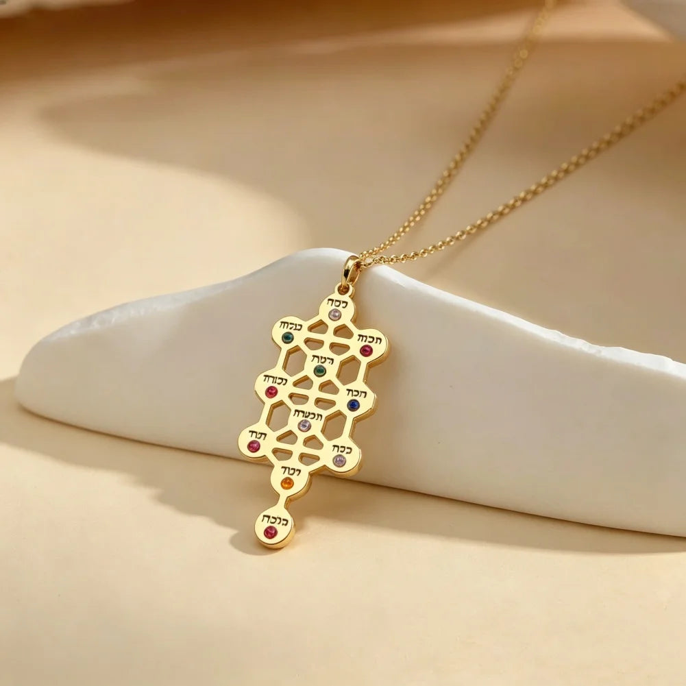 Kabbalah Necklace Ten Sephiroth Pendant Jewish Inspired Jewerly Gift for Kabbalah Tree of Life Mysticsm Jewish