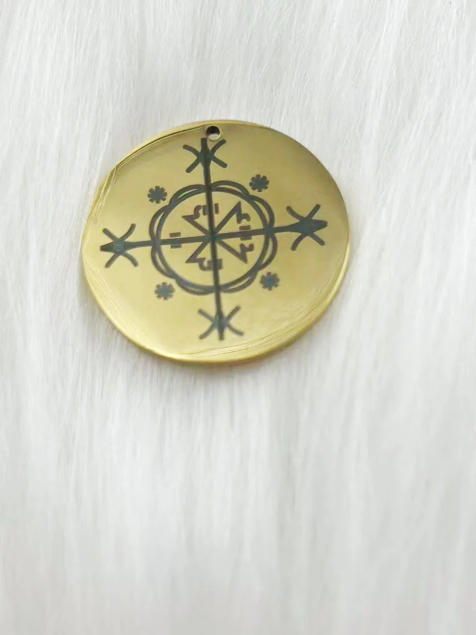 WOUWU Stainless Steel Jewelry Voodoo Veve Symbols Sigil Charm Vodou Lwa Loa Laser Engraving Amulet Talisman Pendant Necklace