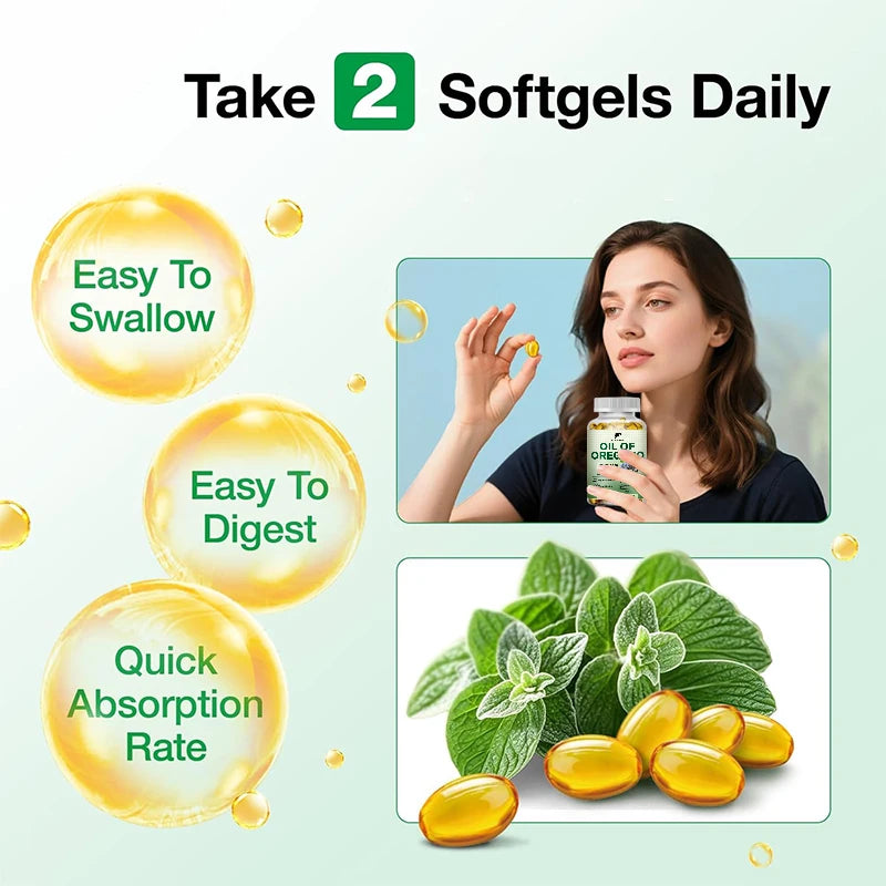 Buy 1 Get 1 Free! All-Natural Oil of Oregano Capsules, Immune Support, Digestive Health, Help Sustain Overall Well-Being