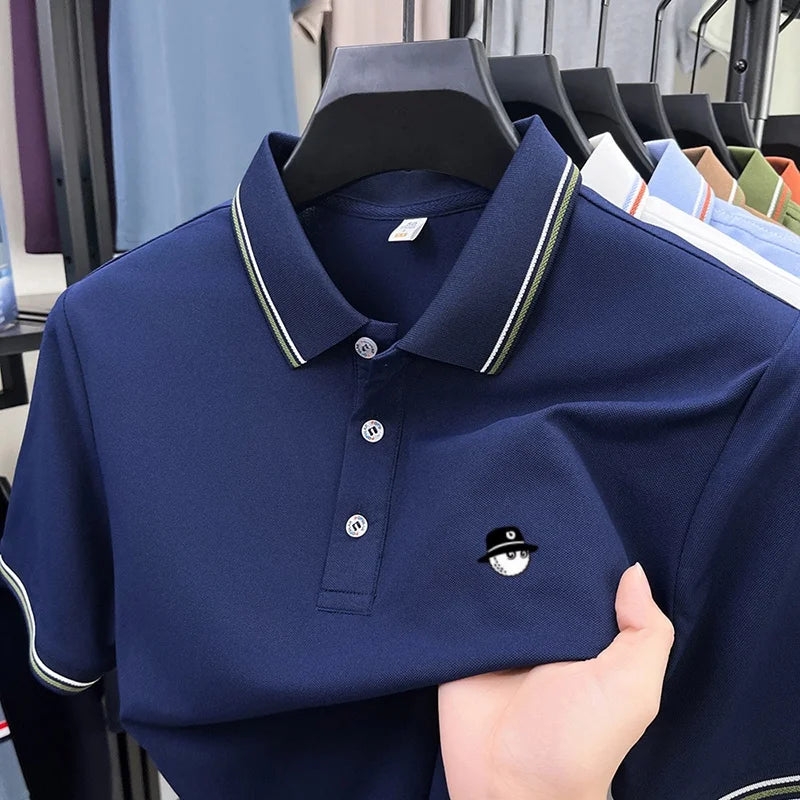 Luxurious design printed men's polo shirt business casual short sleeved T-shirt breathable comfortable fashionable high-end top