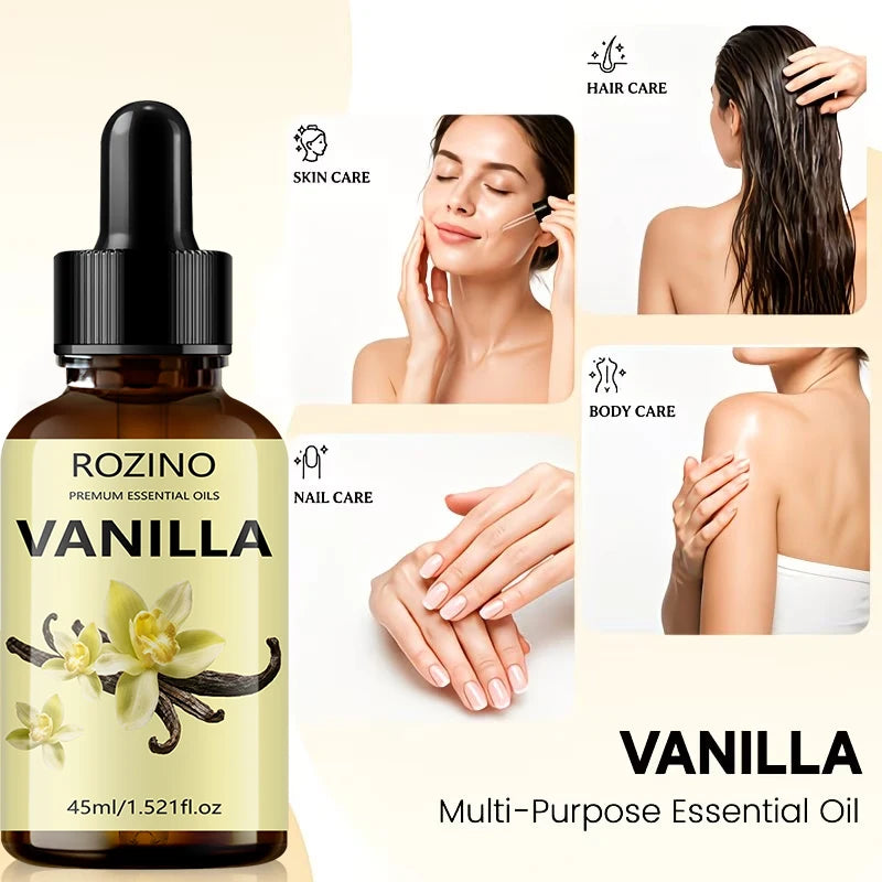 1Pcs/2Pcs/3Pcs of Vanilla Essential Oil, with Powerful Moisturizing Properties, Can Make Skin Smooth and Hair Soft, and Provide a Nourishing Effect, Suitable for Massage, Skin Care, Showering, Face, Body, Nails, Hair, and Eye