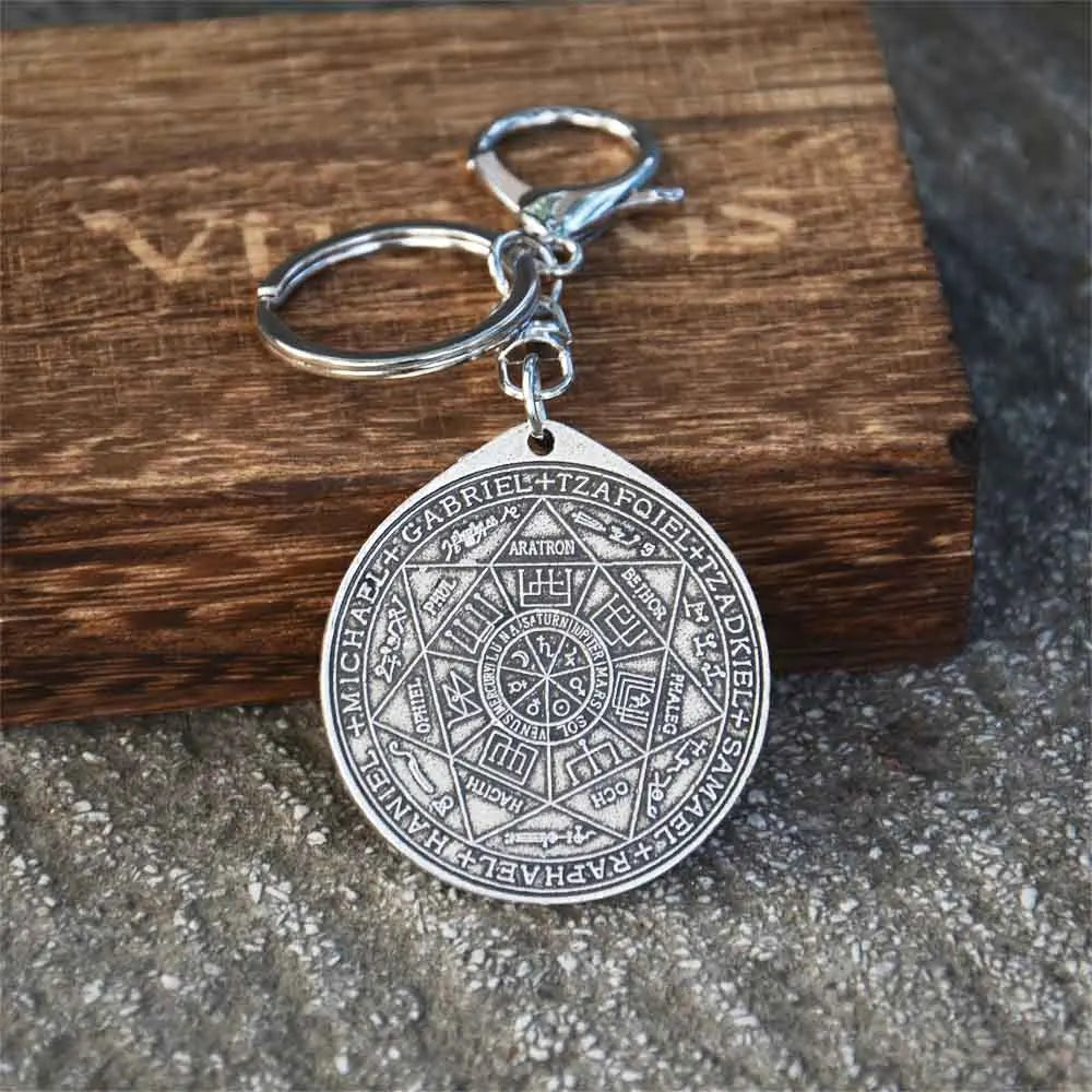 Key Of Solomon 7 Archangel Saint Michael Asterion Seal Keychain Kabbalah Amulet Jewelry Dropshipping
