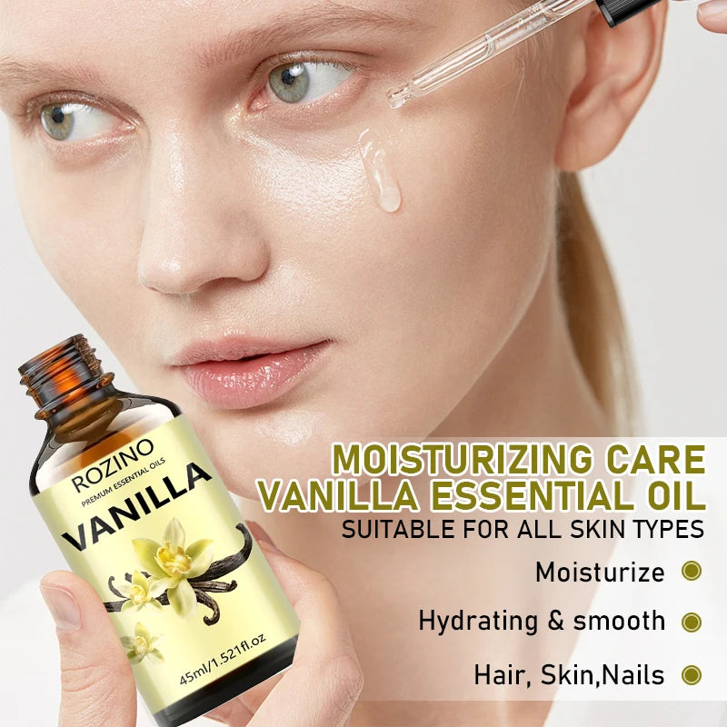 1Pcs/2Pcs/3Pcs of Vanilla Essential Oil, with Powerful Moisturizing Properties, Can Make Skin Smooth and Hair Soft, and Provide a Nourishing Effect, Suitable for Massage, Skin Care, Showering, Face, Body, Nails, Hair, and Eye